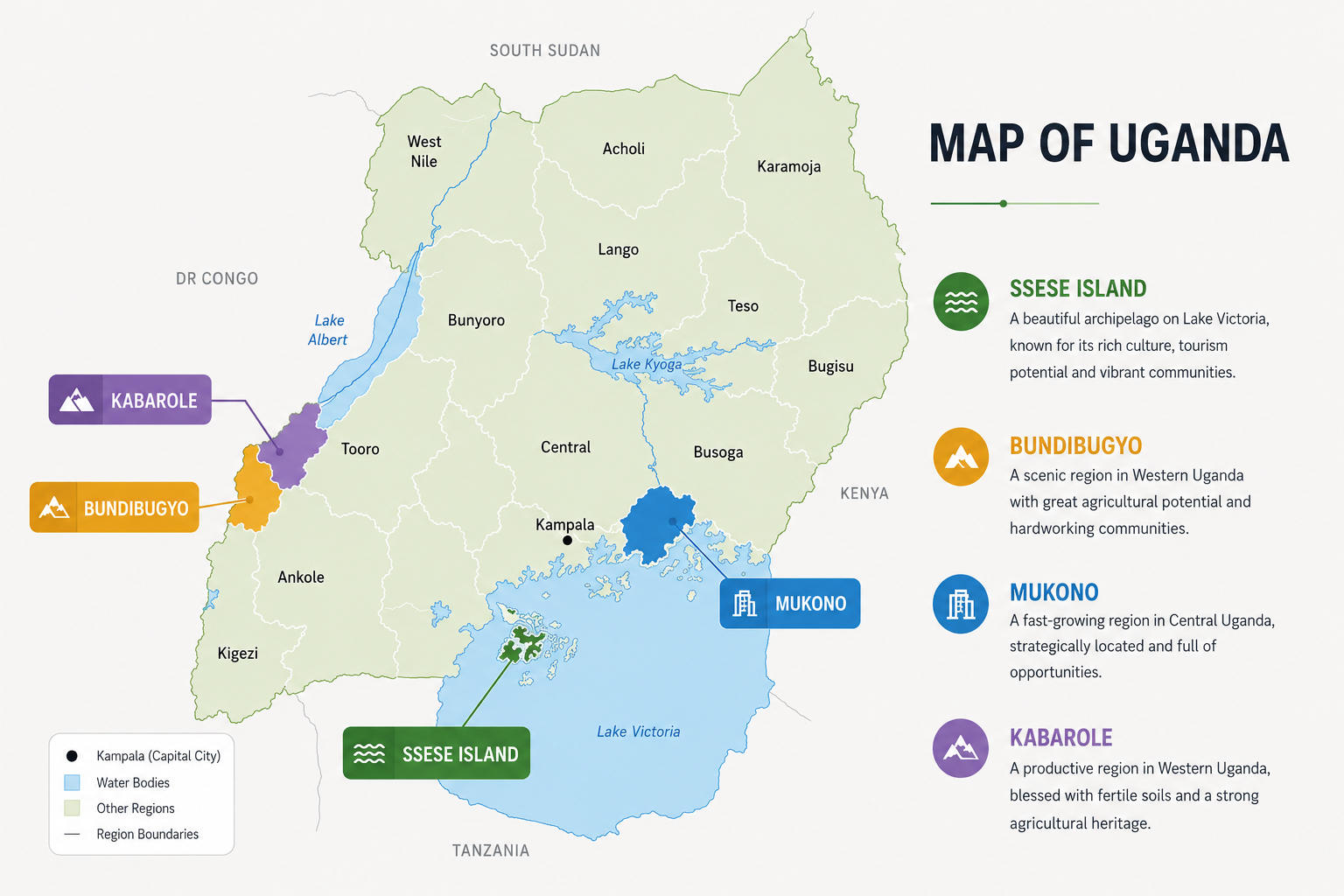Uganda Cocoa Origin Map - Ssese Island, Bundibugyo, Mukono